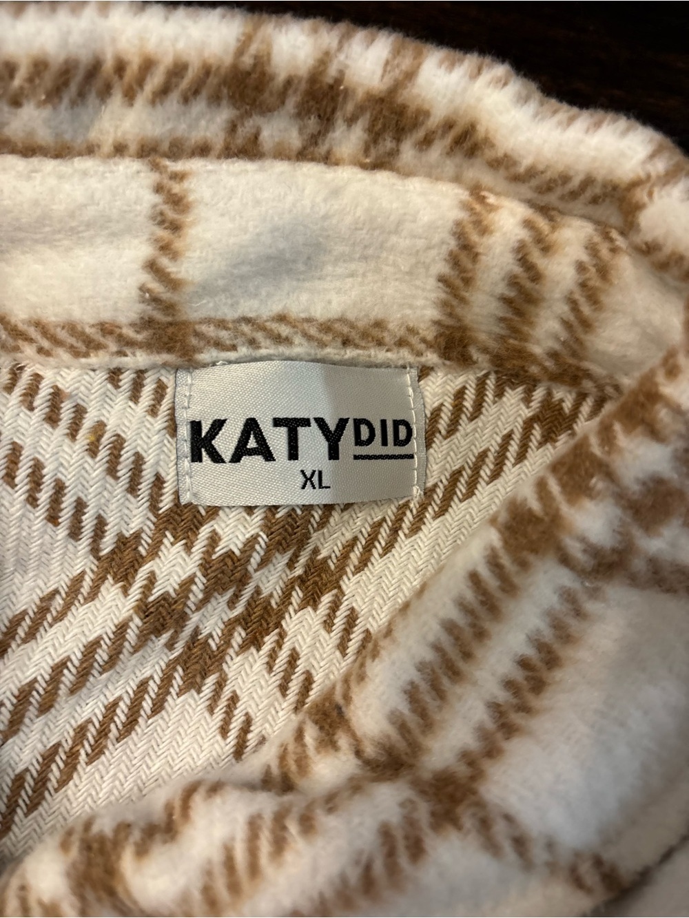 Katydid Cream & Tan Plaid Shacket with Snap Front - Picture 2 of 7
